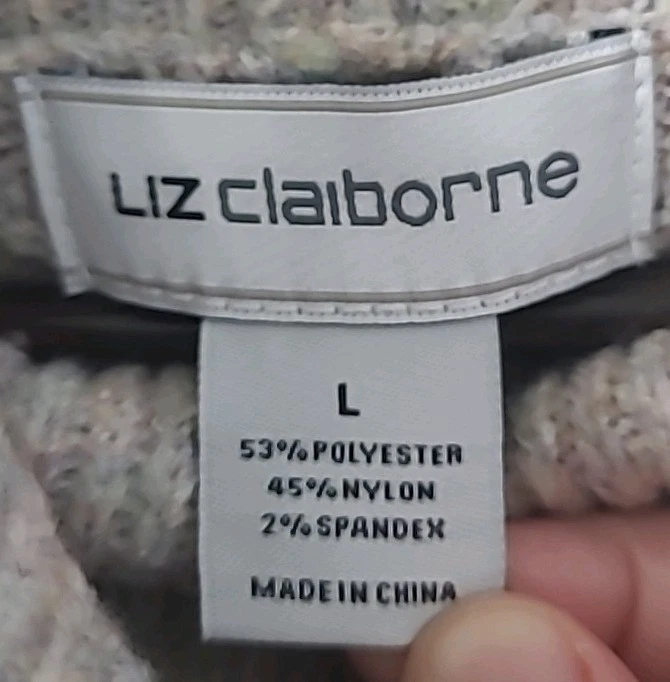 Liz Claiborne Women's Large Beige Turtle Neck Sweater Knit Long Sleeve Pullover - Image 4 of 4