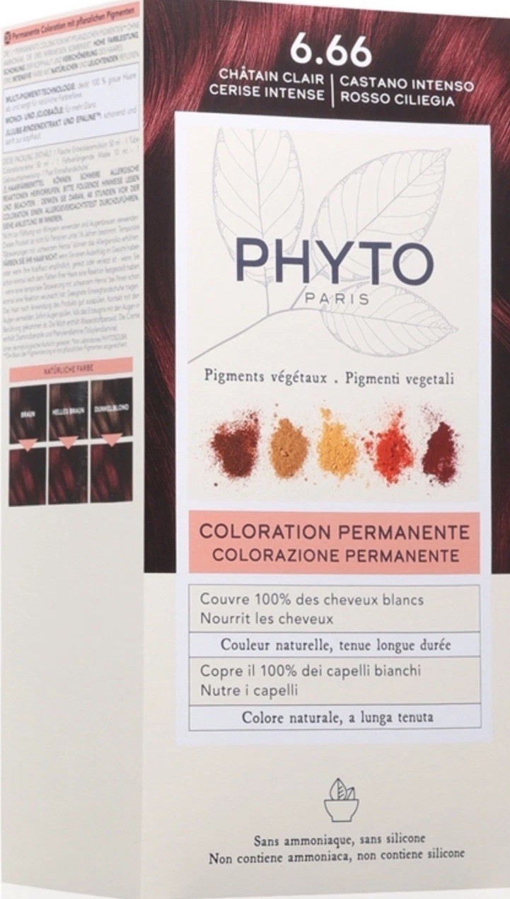 Coloration permanente PHYTO pigments naturels 6.66 pour des reflets éclatants au quotidien