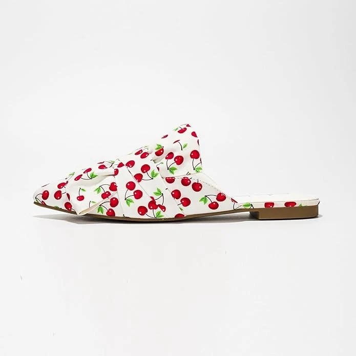 Cape Robbin Carolyn Knot Slip On Point Toe Flat Mules Cherries Size 7.5 - Изображение 3 из 4