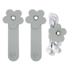 2PCS Cord Organizer Earbuds Holder 3.9'' x 1.5'' Silicone Earphone Wrap Grey
