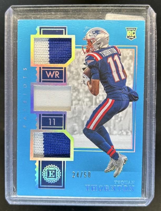 2022 Panini Encased Tyquan Thornton Rookie Triple Memorabilia RC Sapphire #/50