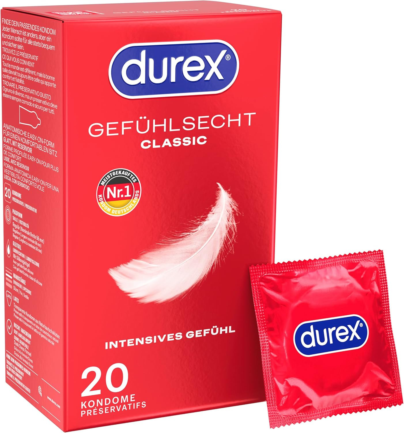 Durex Gefühlsecht Classic Kondome – Perfekter Sitz & Leichtes Abrollen Mit Zuver
