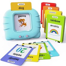 Bilingual Flash Cards Toy Learn Spanish English with Music for Kids