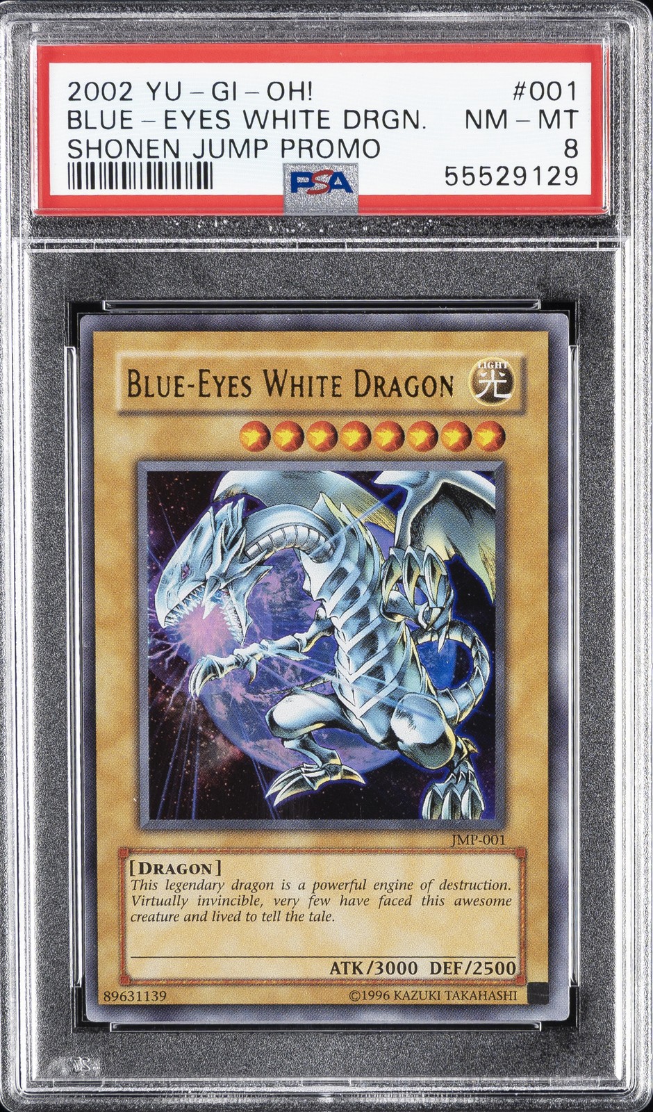 2002 Yu-Gi-Oh Shonen Jump Promo Blue-Eyes White Dragon PSA 8 Graded Card