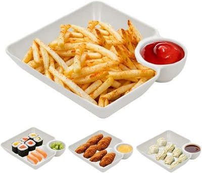 4 Pcs Chips and Salsa Serving Dish Plates, Veggie Platter Dipping Serving Trays