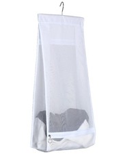 Hanging Mesh Laundry Basket Collapsible Fabric Hamper Portable Storage White