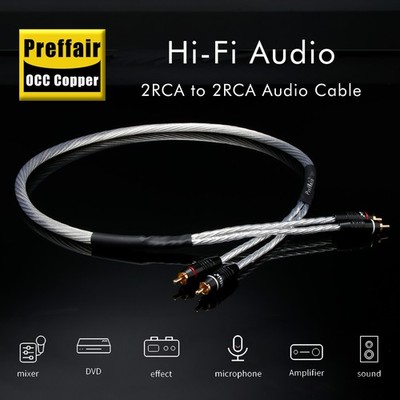 Premium HiFi RCA Interconnect Cable with Gold Plated Connectors OCC Copper