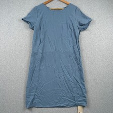 Emery Rose Dress Womens L Blue Short Sleeve Cotton Pocket Casual NEW