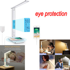 Desk Lamp, Desk Light with Wireless Charger, USB Charging Port, Dimmable Office