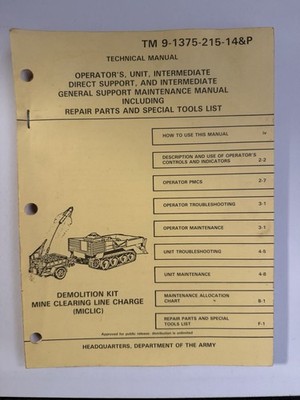 TM 9-1375-215-14&P Demolition Kit Mine Clearing Line Charge MICLIC Manual