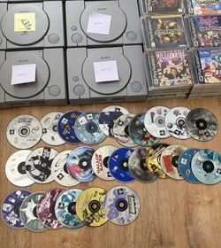 Lot Of 6 Sony PlayStation 1 Video Game Consoles W/ 106 PS1 Games Read Desc