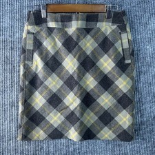 Vintage Skirt Women  s 2 Merona Wool Plaid A-Line Midi Brown Yellow