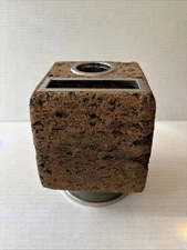 Vintage Park Sherman Cork Cube Pencil Flower Holder Desk Organizer MCM Rotates