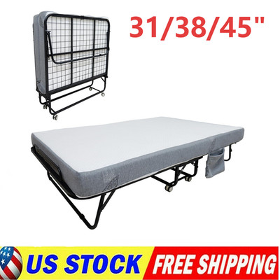 Rollaway Bed Folding Bed with 4cm Foam Mattress & Metal Frame for Adults & Guest