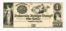 1800's $1 The New Hope Delaware Bridge Co. - Lambertville, NEW JERSEY Note UNC