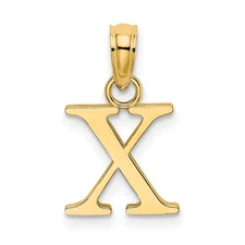 14k Yellow Gold Polished Block Letter X Initial Pendant Perfect Gift for Her