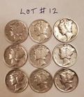 Mercury Dimes Lot Of 9.   Mixed Dates And Mints.     90% Silver.