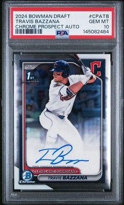 TRAVIS BAZZANA 2024 BOWMAN DRAFT CHROME PROSPECT AUTOS #CPATB PSA 10