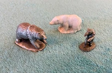 Vintage Bear Figurines: Rawcliffe Pewter  Grizzly and Wade Porcelain Polar Bear