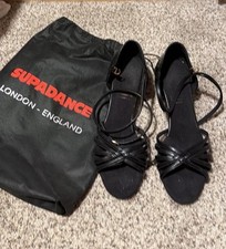 Supadance 1426 Latin Ballroom Dance Shoes 6.5W Black Leather 2.5" Block Heels