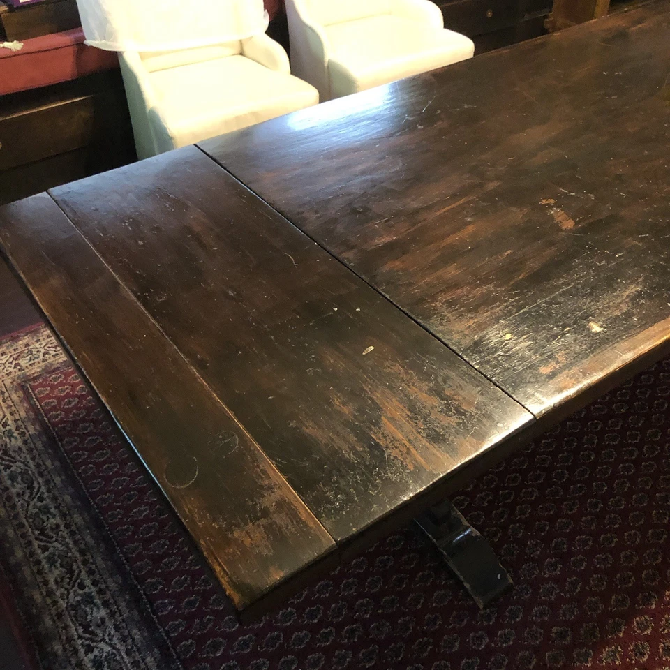 Antique Monastic Imported English Soft Pine Dining Table 100" Long! - Image 4 of 4