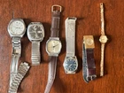 Vintage Mens Seiko Timex Watch Lot of 6 Winding Quartz Parts Repair Bands