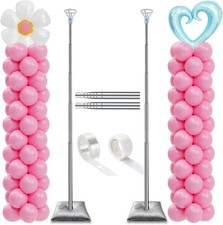 Decojoy 7ft Balloon Column Stand Set of 2 Adjustable Arch Pillar Kit for Party