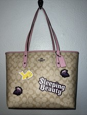 COACH LIMITED EDITION DISNEY SLEEPING BEAUTY LOGO ZIP TOP TOTE F73359 VGUC