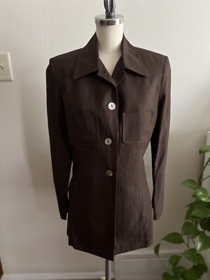 ces Astuces Astu Women s Size 1 Linen Blazer Jacket Long Made In France Brown
