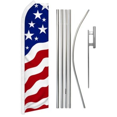 USA New Glory Super Swooper Flag & Flag Pole Kit /Ground Spike
