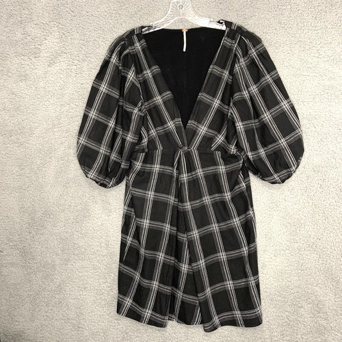 Free People Dress Womens Black White Plaid Boho Miss Molly Mini Lined Tunic - Bild 1 von 11