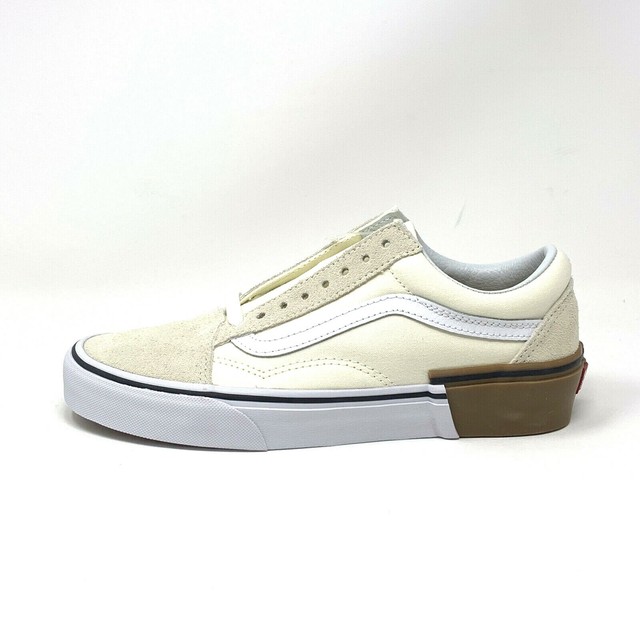 vans old skool gum block white skate shoes
