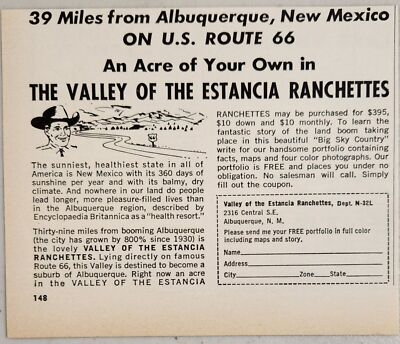 1962 Print Ad Valley of the Estancia Ranchettes Albuquerque,New Mexico