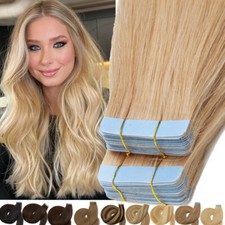 40PCS Tape-In Russian Remy Thick Human Hair Extensions Skin Weft Straight 100g