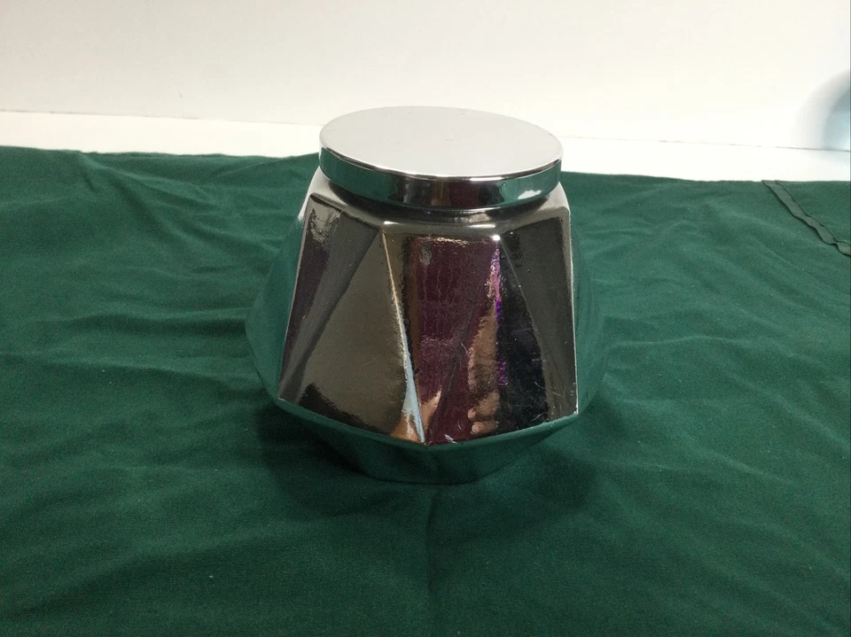 Clean Empty Candle Jar Paper White Silver Christmas Holidays Silver Star Hexagon - Image 4 of 4