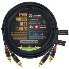 17 Foot RCA Cable Pair - Gotham GAC-4/1 (Black) Star-Quad Audio Interconnect ...