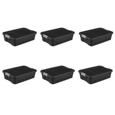 10 Gallon Stacker Tote Plastic, Black, Set of...