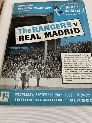 25/9/1963 Rangers v Real Madrid. European Cup | eBay