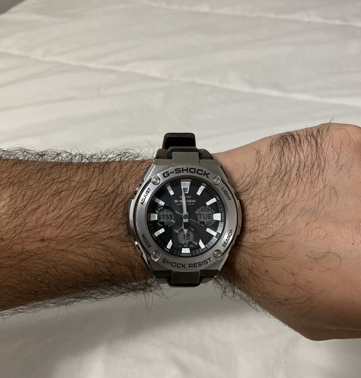 g steel leather band