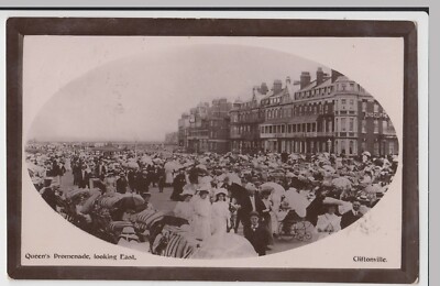 Queens Promenade, Looking East, Cliftonville PPC, 1909 PMK, To Miss Dale, London