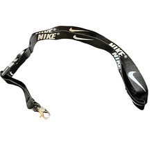 Nike Lanyard Detachable Keychain iPod Camera Strap Badge ID Gold Logo Black Stra