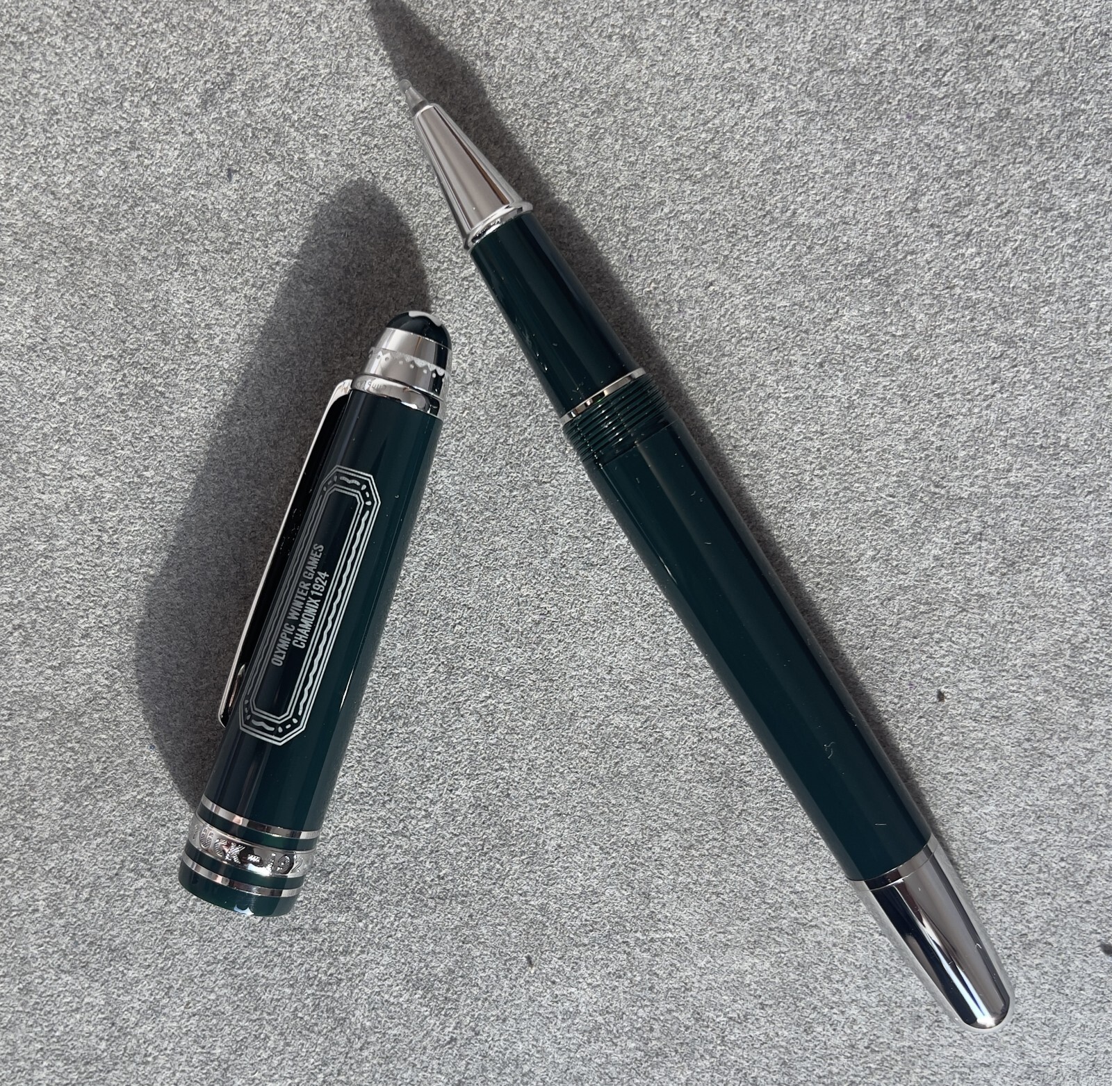Deluxe Olympic Chamonix Resin Series Green+Silver Color 0.7mm Rollerball Pen