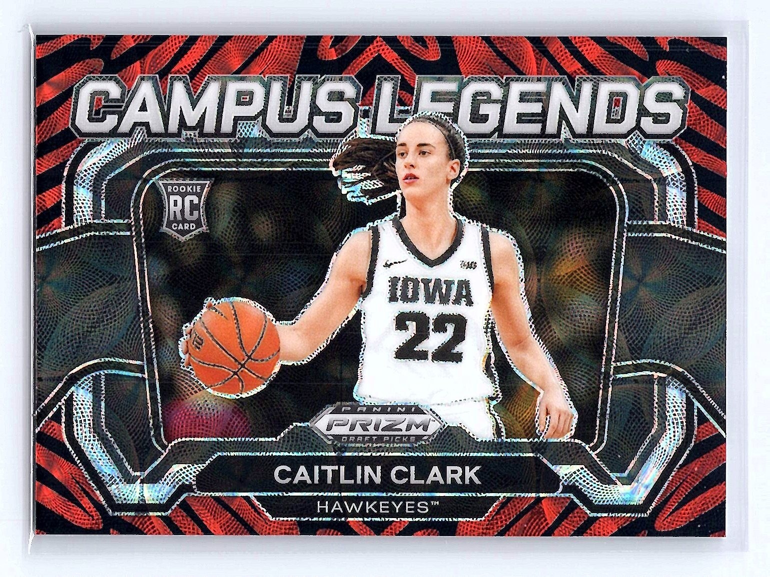 CAITLIN CLARK 2024 Panini Prizm Draft Rookie Campus Legends TIGER STRIPE #5 SSP