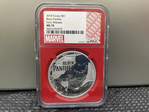 2018 $1 Tuvalu Marvel Black Panther NGC MS70 Early Releases 1oz .9999 Silver