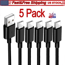5 Pack USB-C to USB-A Cable Fast Charge Type C Charging Cord Rapid Sync Charger