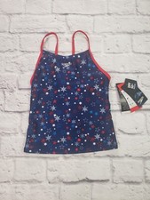 Speedo Girls Size 8 Tankini Swimsuit Top Navy Patriotic Stars
