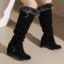 Autumn/Winter Outdoor Fashion High Heels Large Sz 40-43 Warm Fur Knee High Boots