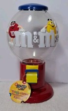 Vintage M&Ms Bubble Gum Candy Machine Dispenser Red Blue Yellow 9" With Tag