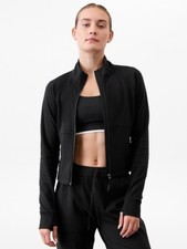 Athleta M Medium Unstoppable Crop Full Zip Jacket Black NWT 578140