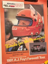Vintage AJ Foyt 1991 Farewell tour valvoline 200 Poster phoenix international